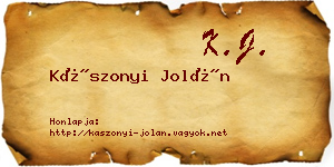 Kászonyi Jolán névjegykártya